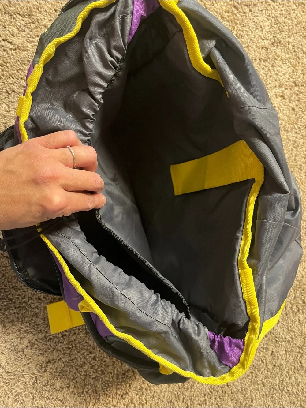 Purple and Yellow Messenger Bag for Men by